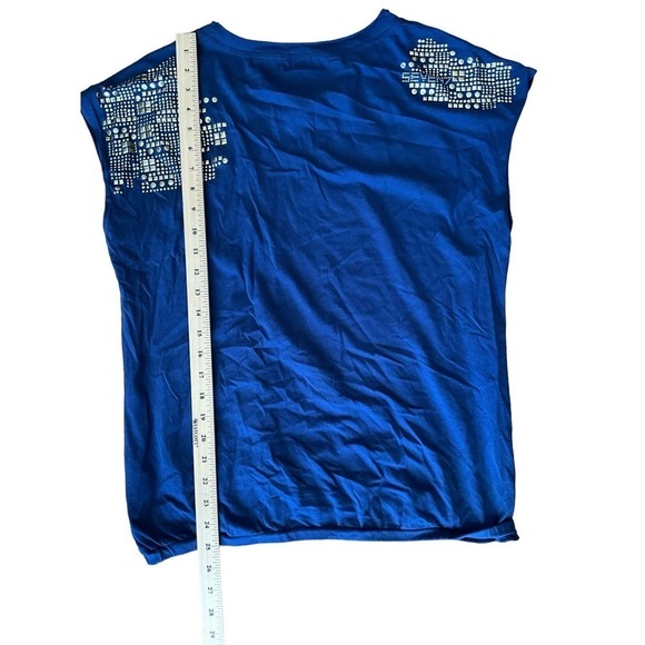 Seven7 Blouse Top Womens M Blue Sleeveless Crewneck Casual Cotton Activewear - Picture 6 of 6